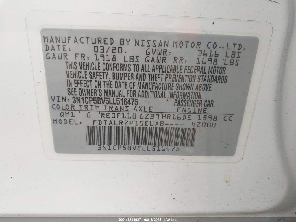 3N1CP5BV5LL516475 2020 NISSAN KICKS photo no. 9