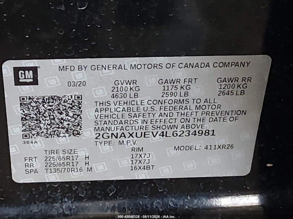 2GNAXUEV4L6234981 2020 CHEVROLET EQUINOX photo no. 9