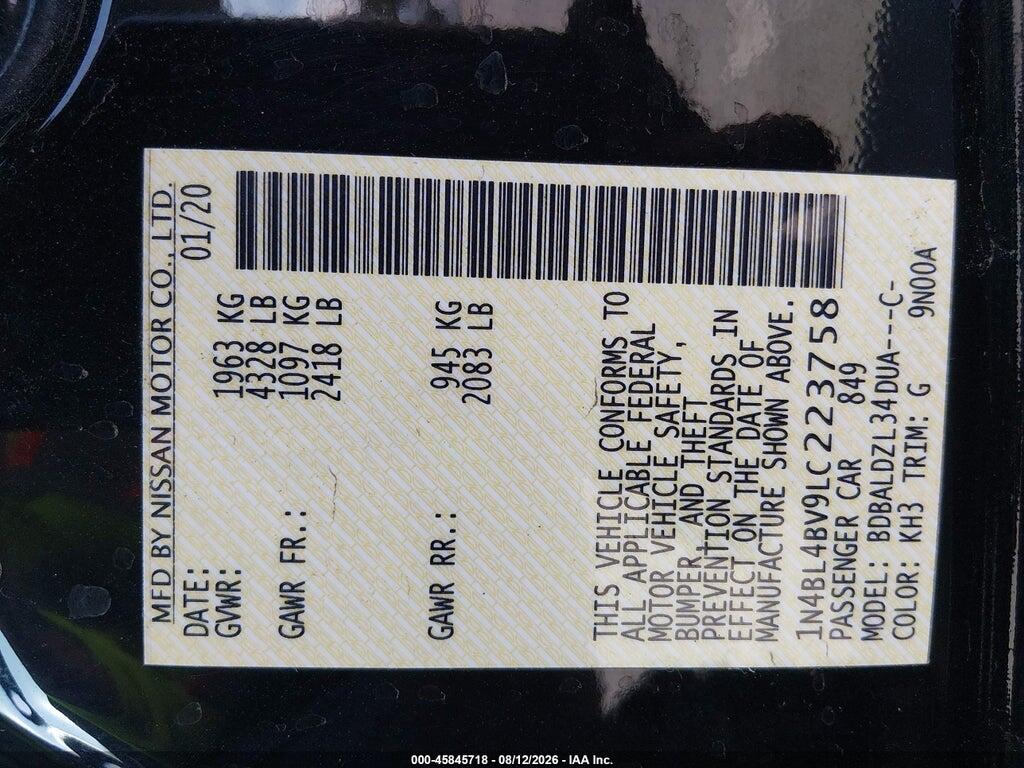 1N4BL4BV9LC223758 2020 NISSAN ALTIMA photo no. 9