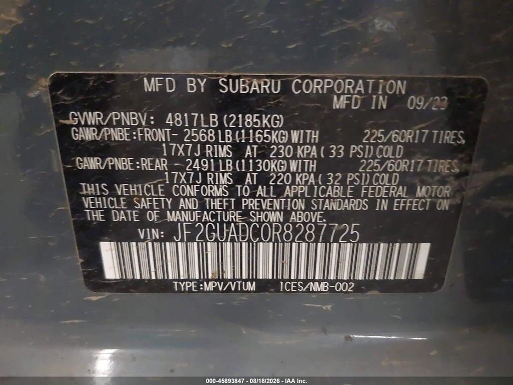 JF2GUADC0R8287725 2024 SUBARU CROSSTREK photo no. 9
