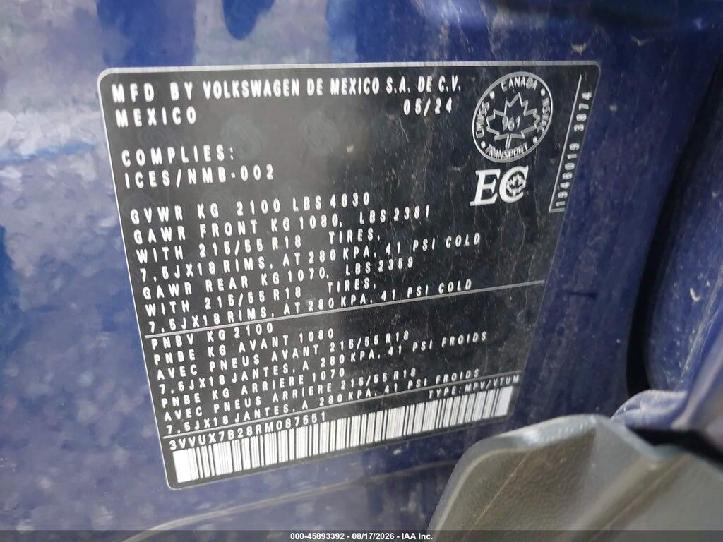 3VVUX7B28RM087551 2024 VOLKSWAGEN TAOS photo no. 9