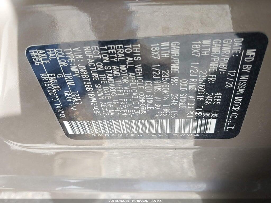 JN8BT3BB1RW424088 2024 NISSAN ROGUE photo no. 9
