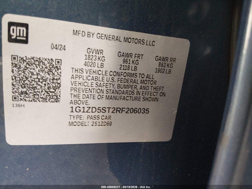 1G1ZD5ST2RF206035 2024 CHEVROLET MALIBU photo no. 9