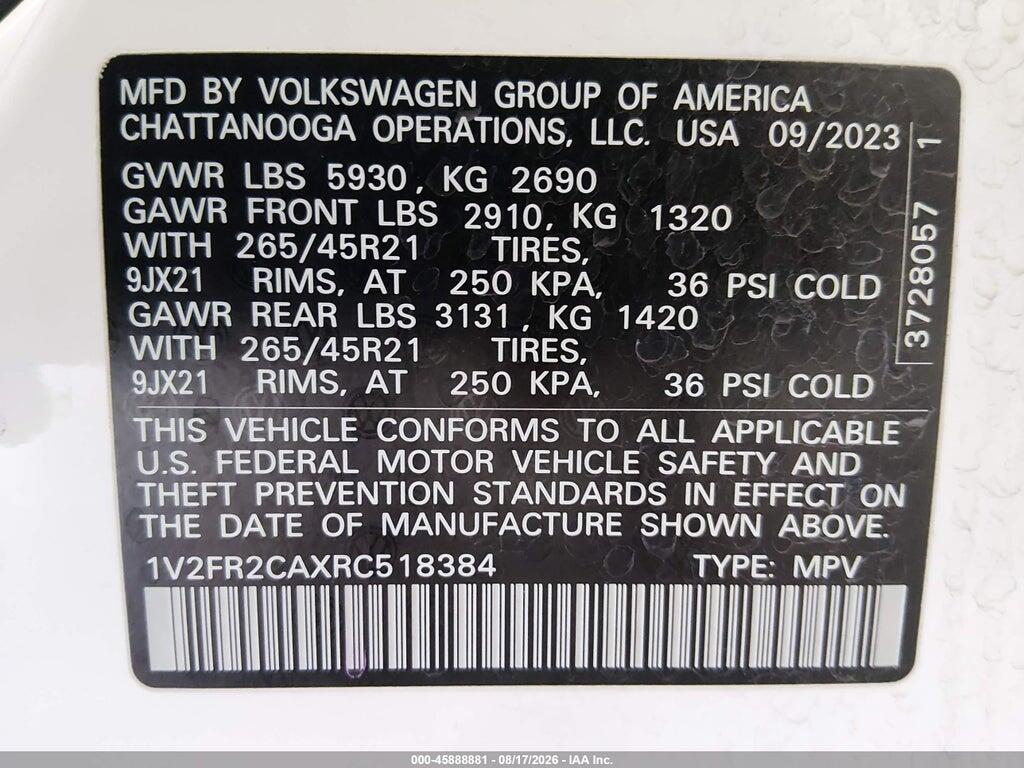 1V2FR2CAXRC518384 2024 VOLKSWAGEN ATLAS photo no. 9