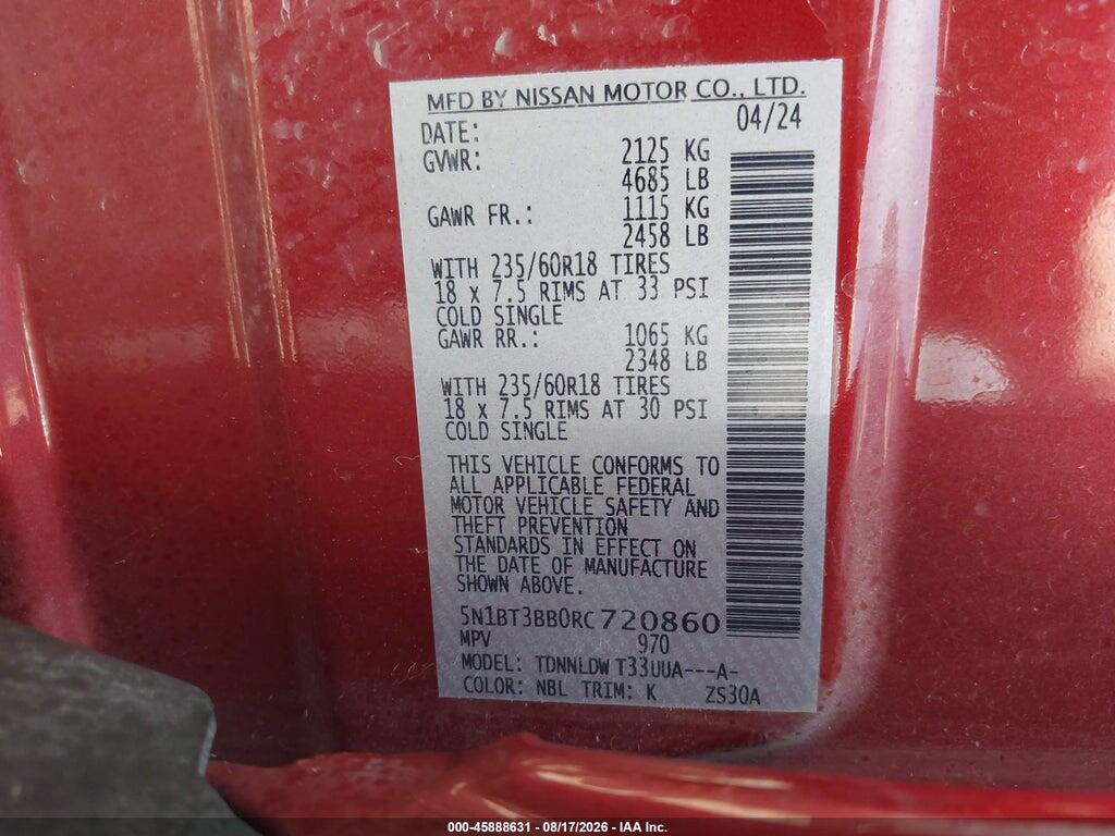 5N1BT3BB0RC720860 2024 NISSAN ROGUE photo no. 9