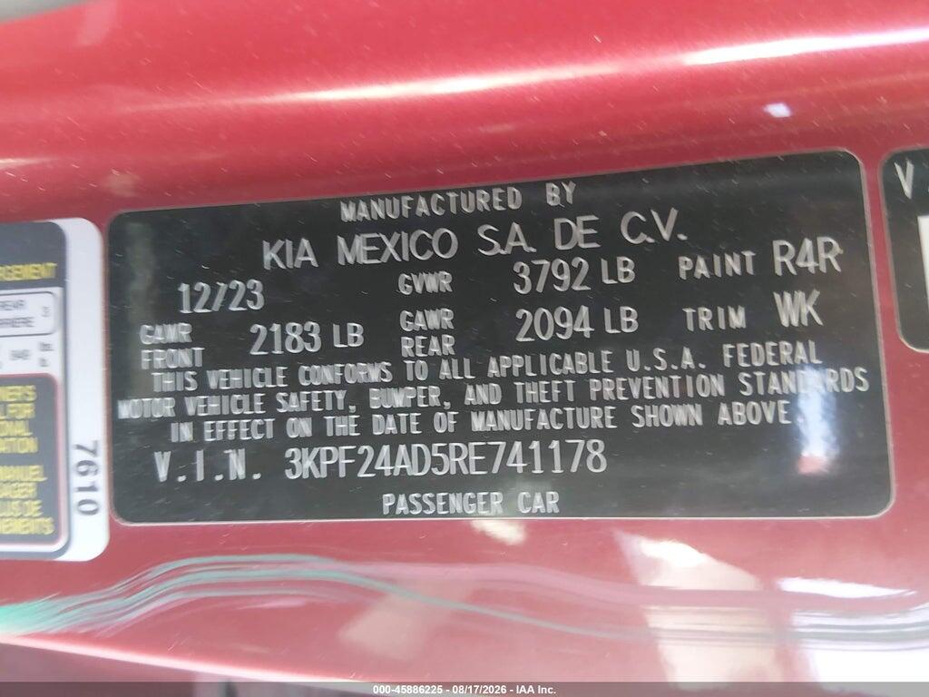 3KPF24AD5RE741178 2024 KIA FORTE photo no. 9