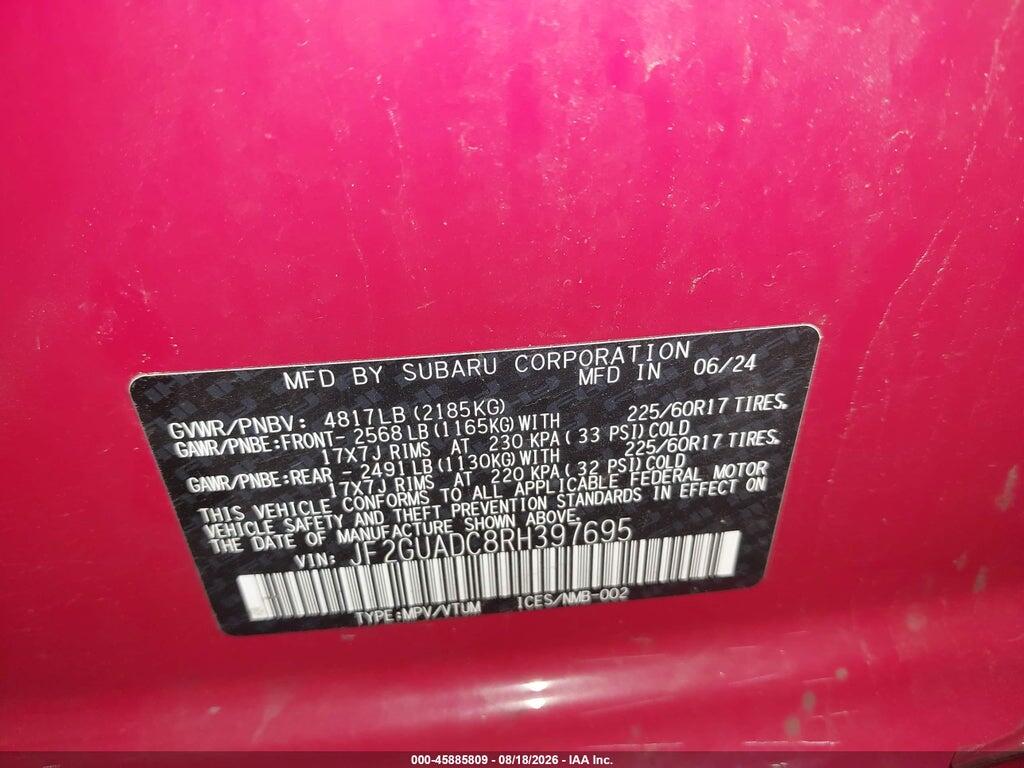 JF2GUADC8RH397695 2024 SUBARU CROSSTREK photo no. 9