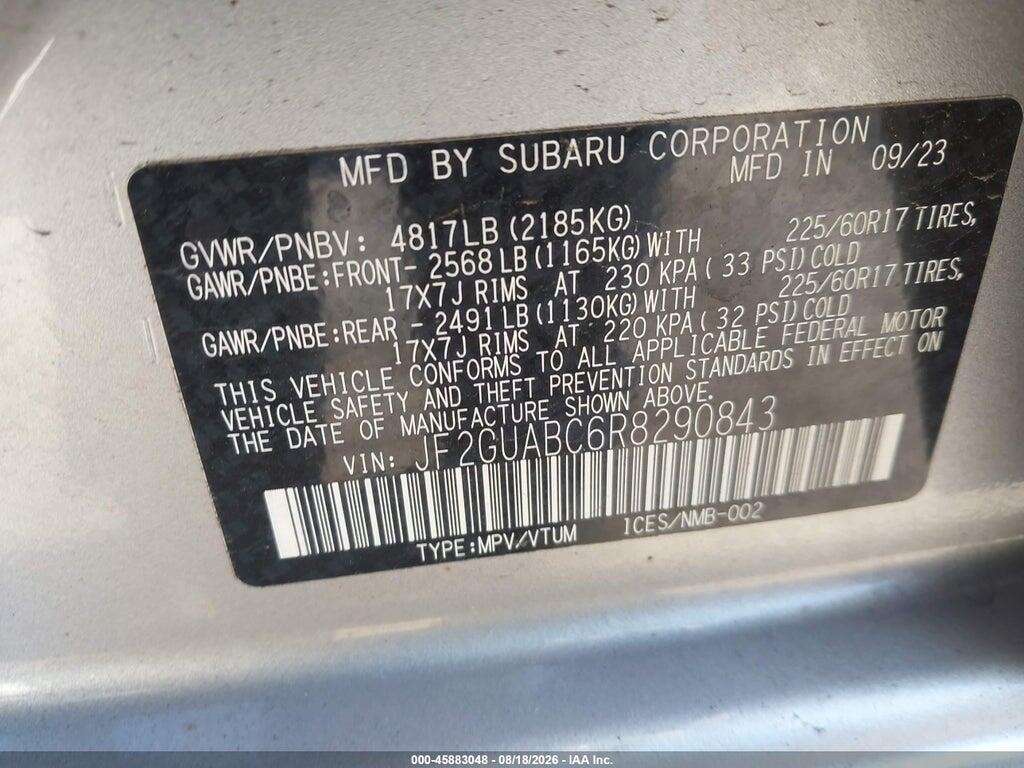 JF2GUABC6R8290843 2024 SUBARU CROSSTREK photo no. 9