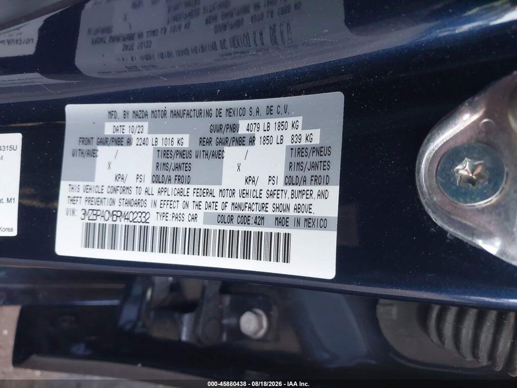 3MZBPACM6RM402332 2024 MAZDA MAZDA3 photo no. 9