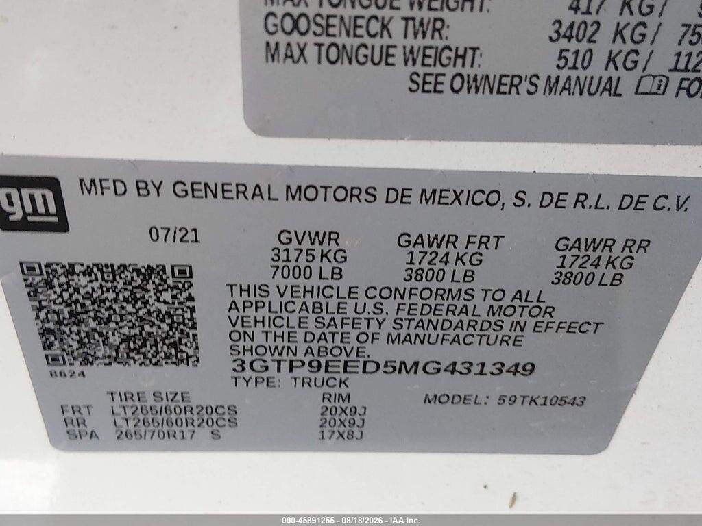 3GTP9EED5MG431349 2021 GMC SIERRA 1500 photo no. 9