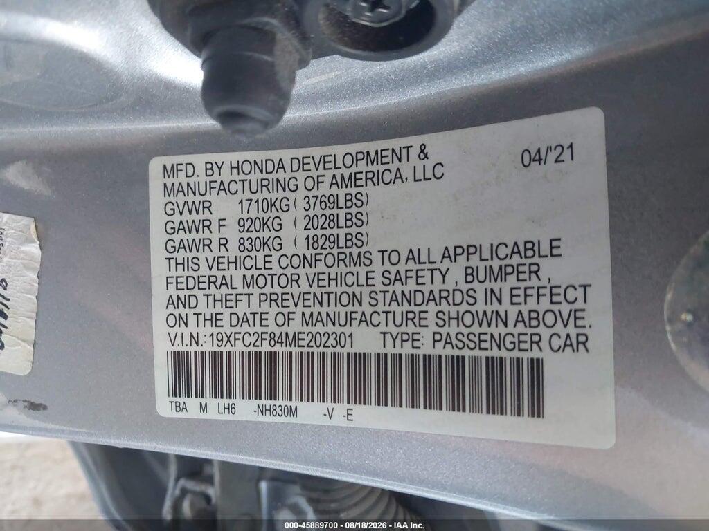 19XFC2F84ME202301 2021 HONDA CIVIC photo no. 9