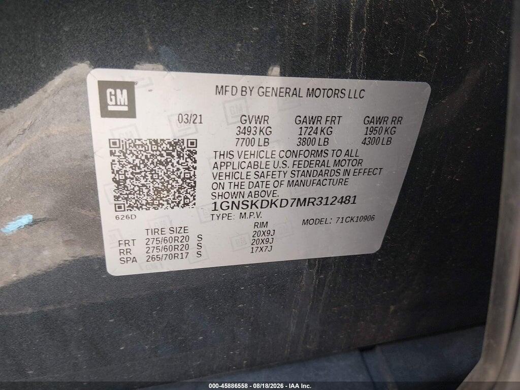 1GNSKDKD7MR312481 2021 CHEVROLET SUBURBAN photo no. 9