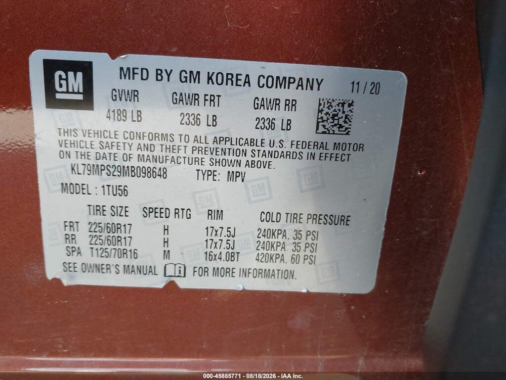 KL79MPS29MB098648 2021 CHEVROLET TRAILBLAZER photo no. 9