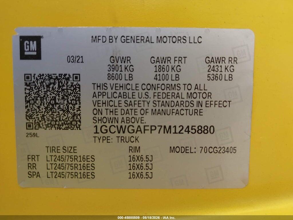 1GCWGAFP7M1245880 2021 CHEVROLET EXPRESS CARGO photo no. 9