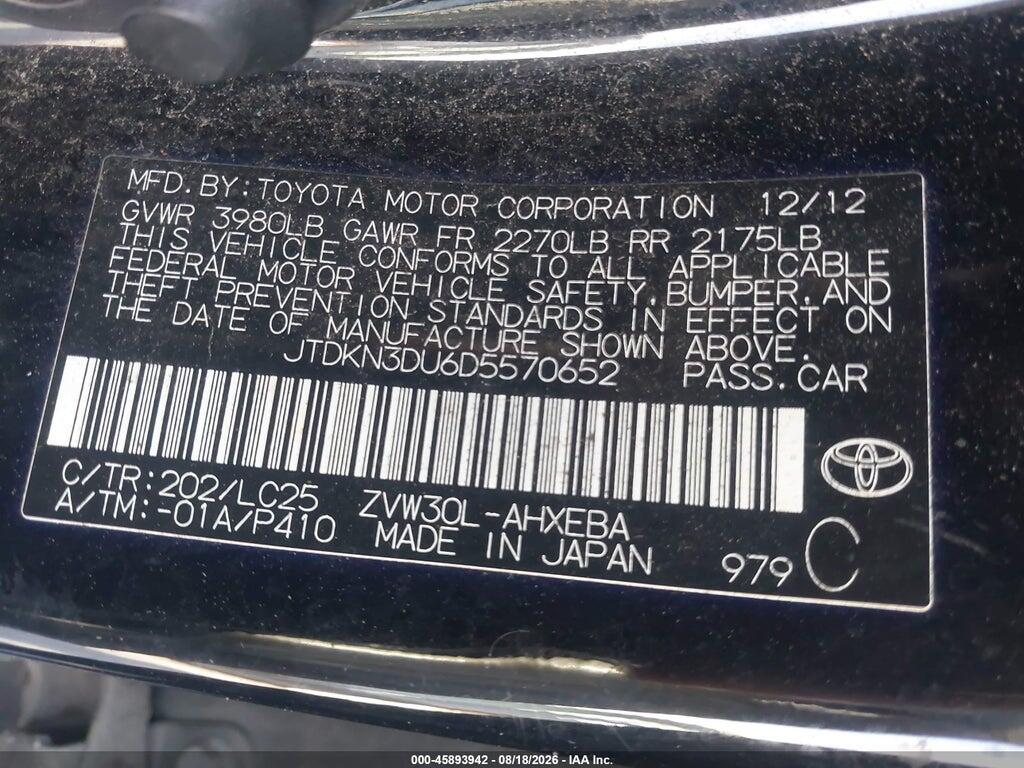 JTDKN3DU6D5570652 2013 TOYOTA PRIUS photo no. 9