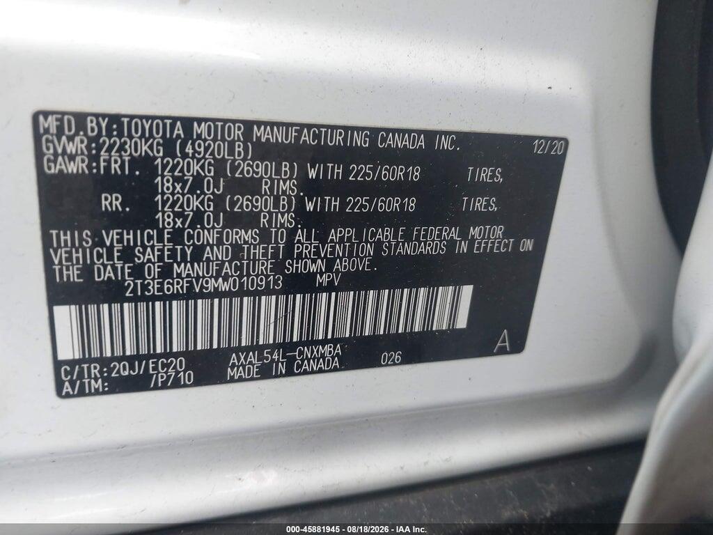 2T3E6RFV9MW010913 2021 TOYOTA RAV4 HYBRID photo no. 9