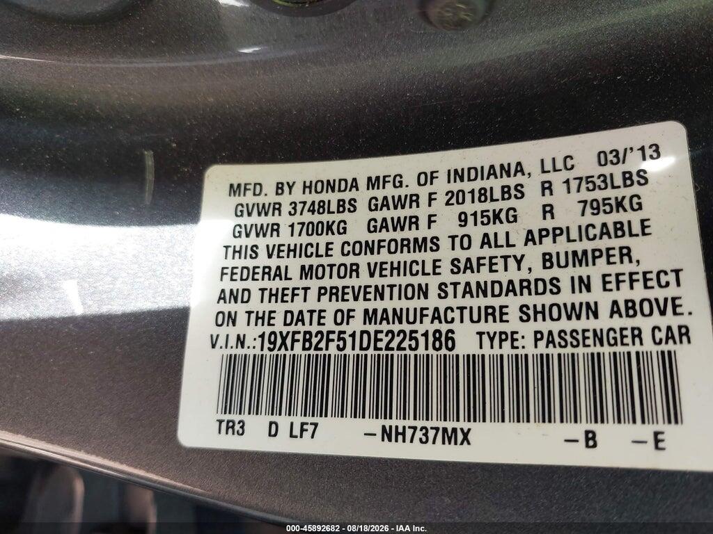 19XFB2F51DE225186 2013 HONDA CIVIC photo no. 7