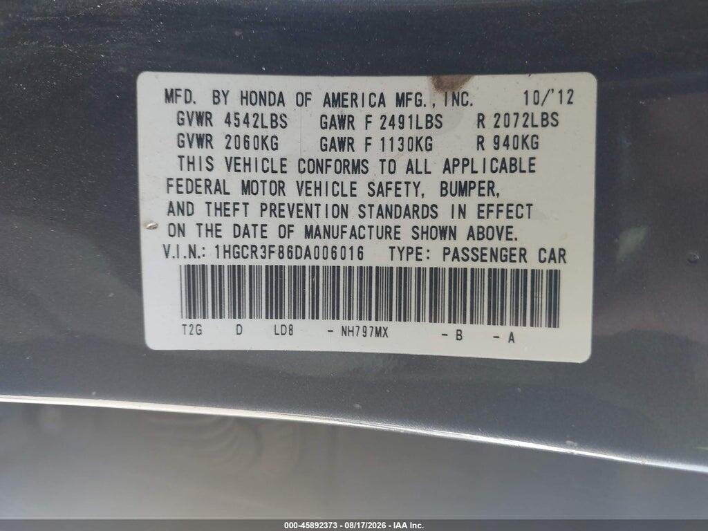 1HGCR3F86DA006016 2013 HONDA ACCORD photo no. 9