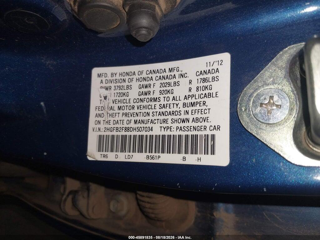 2HGFB2F88DH507034 2013 HONDA CIVIC photo no. 9