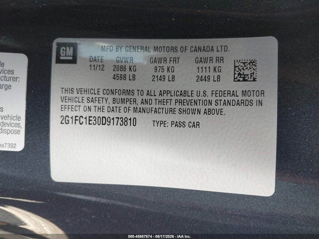 2G1FC1E30D9173810 2013 CHEVROLET CAMARO photo no. 9