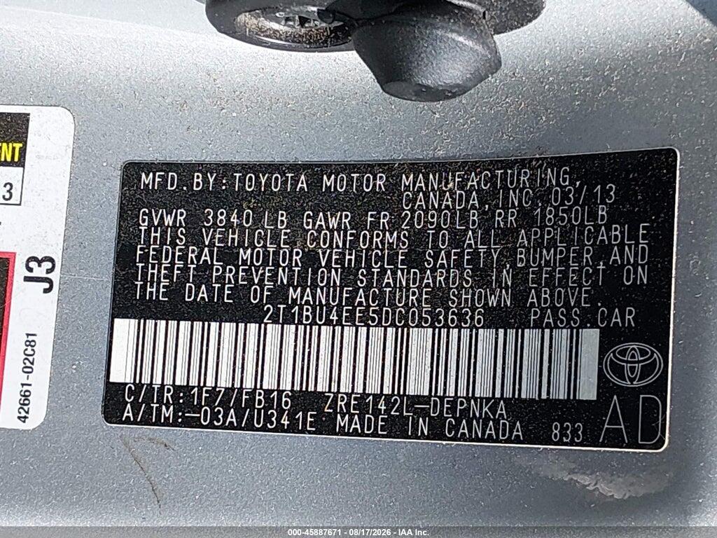 2T1BU4EE5DC053636 2013 TOYOTA COROLLA photo no. 9