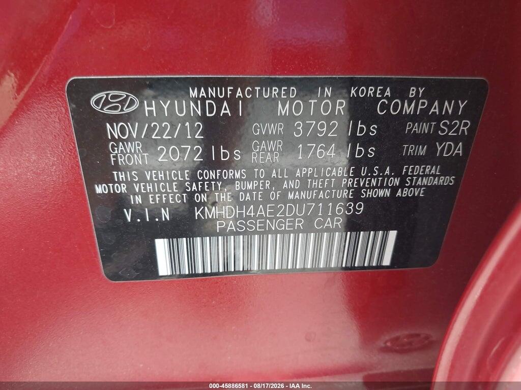 KMHDH4AE2DU711639 2013 HYUNDAI ELANTRA photo no. 9