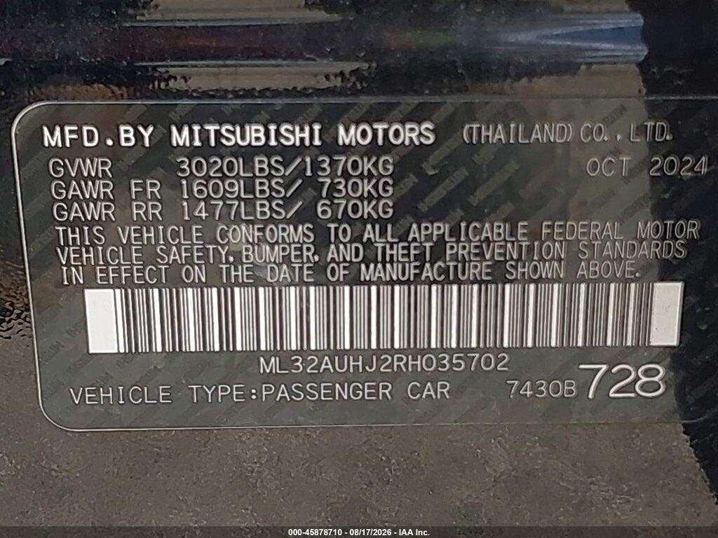 ML32AUHJ2RH035702 2024 MITSUBISHI MIRAGE photo no. 9