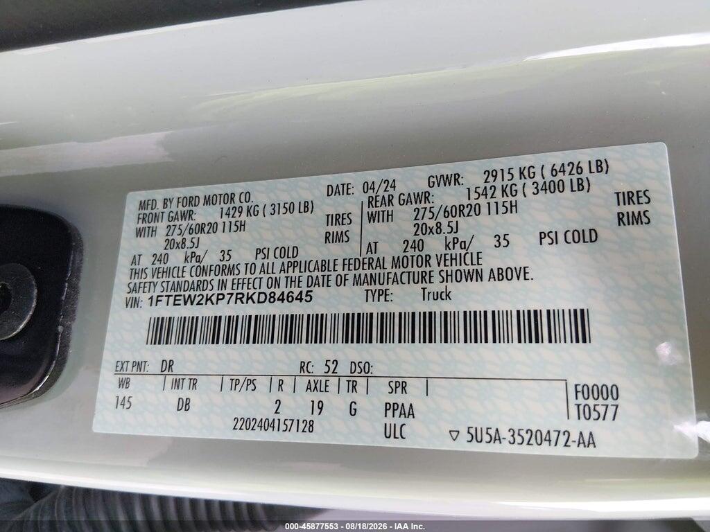 1FTEW2KP7RKD84645 2024 FORD F-150 photo no. 9