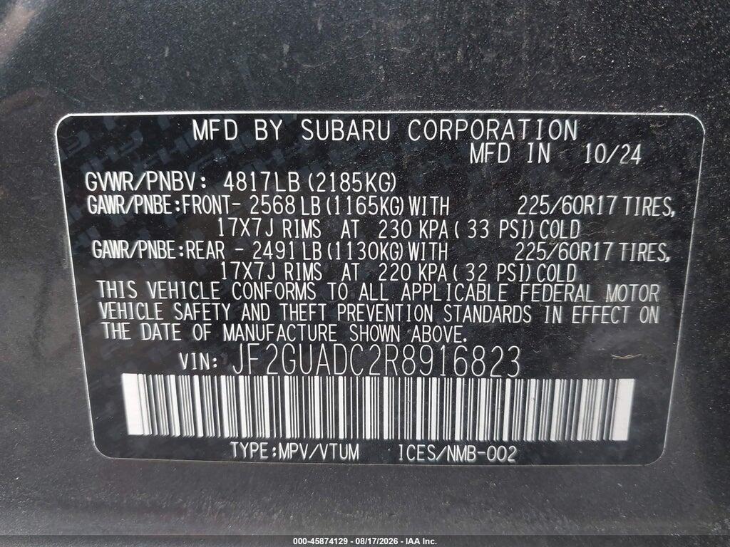 JF2GUADC2R8916823 2024 SUBARU CROSSTREK photo no. 9