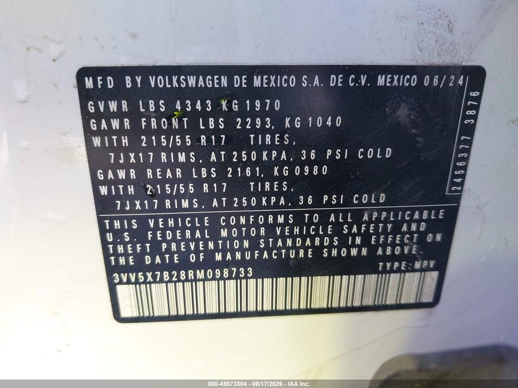 3VV5X7B28RM098733 2024 VOLKSWAGEN TAOS photo no. 9