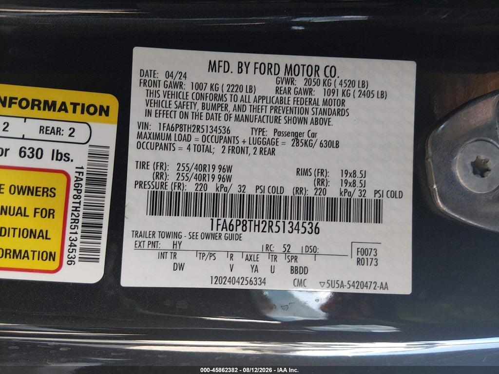 1FA6P8TH2R5134536 2024 FORD MUSTANG photo no. 9