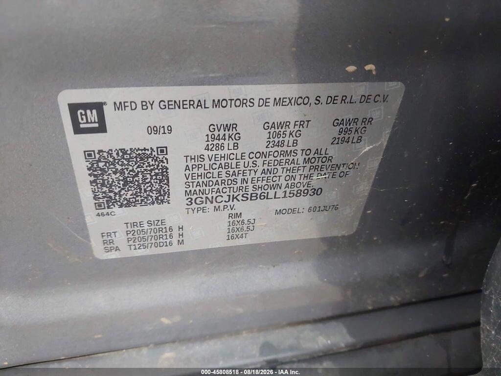 3GNCJKSB6LL158930 2020 CHEVROLET TRAX photo no. 9