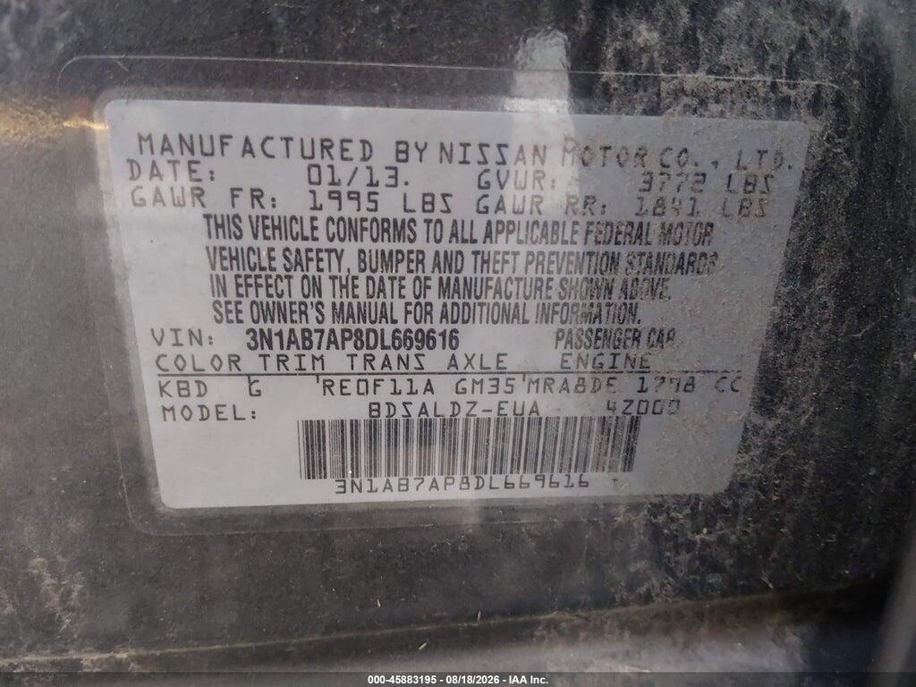 3N1AB7AP8DL669616 2013 NISSAN SENTRA photo no. 9