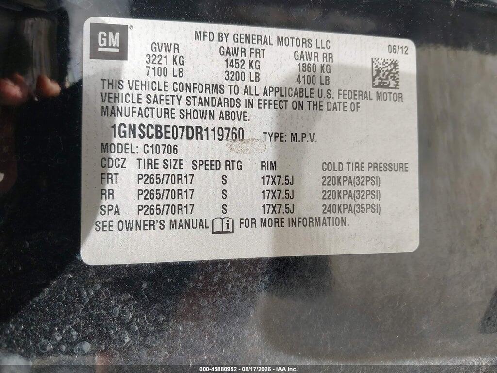 1GNSCBE07DR119760 2013 CHEVROLET TAHOE photo no. 9