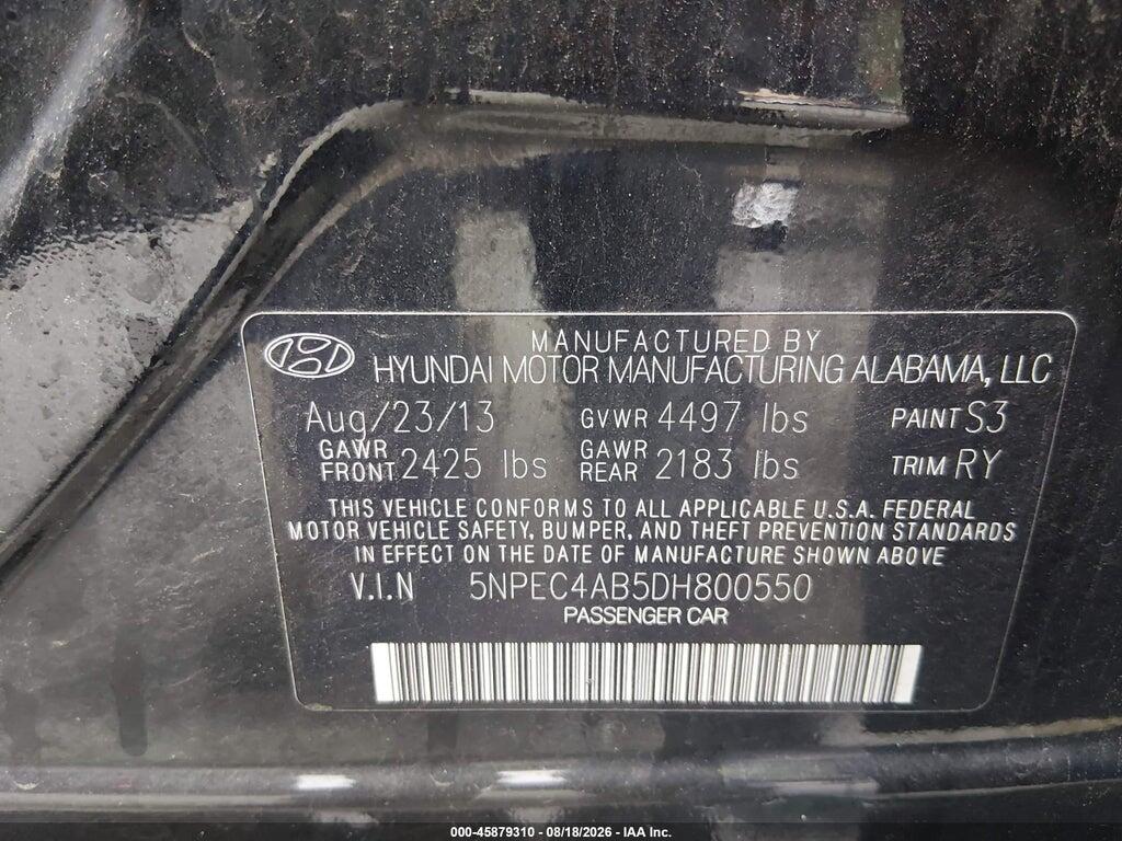 5NPEC4AB5DH800550 2013 HYUNDAI SONATA photo no. 9