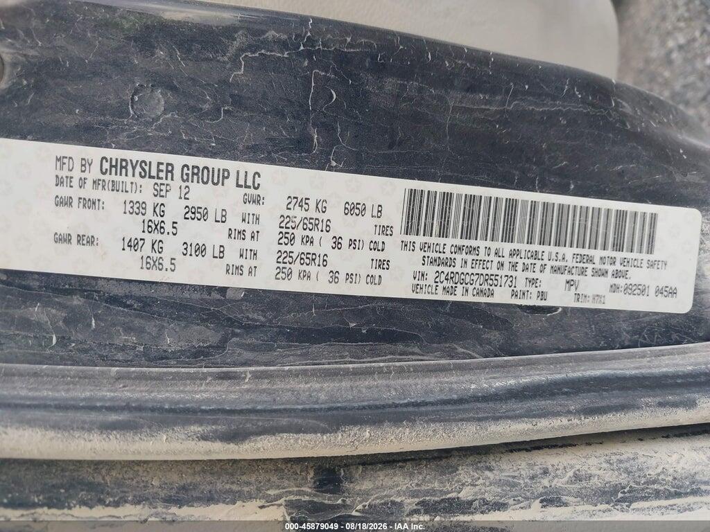 2C4RDGCG7DR551731 2013 DODGE GRAND CARAVAN photo no. 9