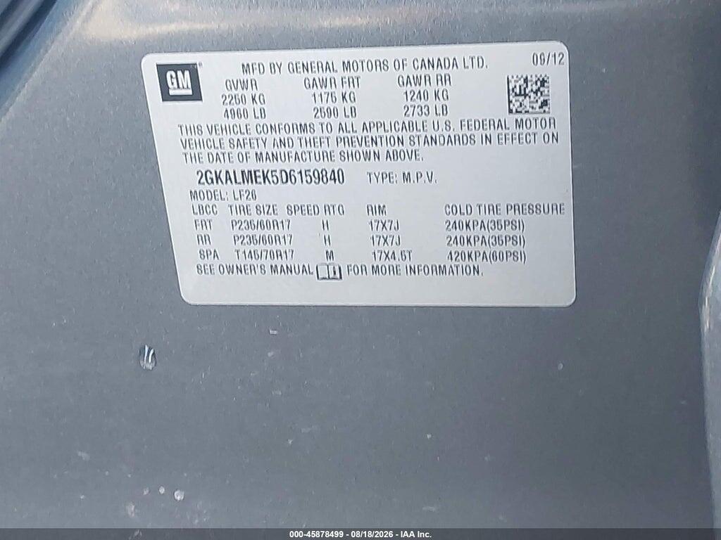 2GKALMEK5D6159840 2013 GMC TERRAIN photo no. 12