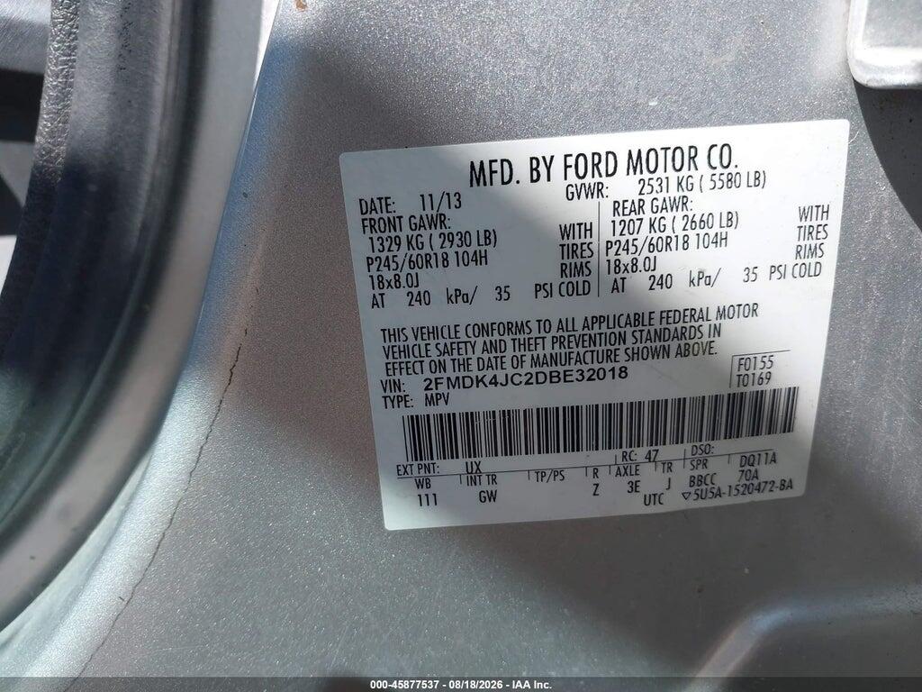 2FMDK4JC2DBE32018 2013 FORD EDGE photo no. 9