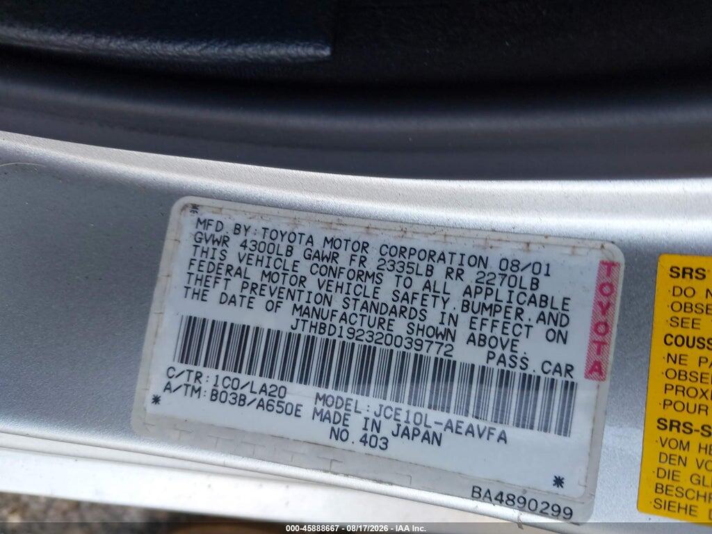 JTHBD192320039772 2002 LEXUS IS 300 photo no. 9