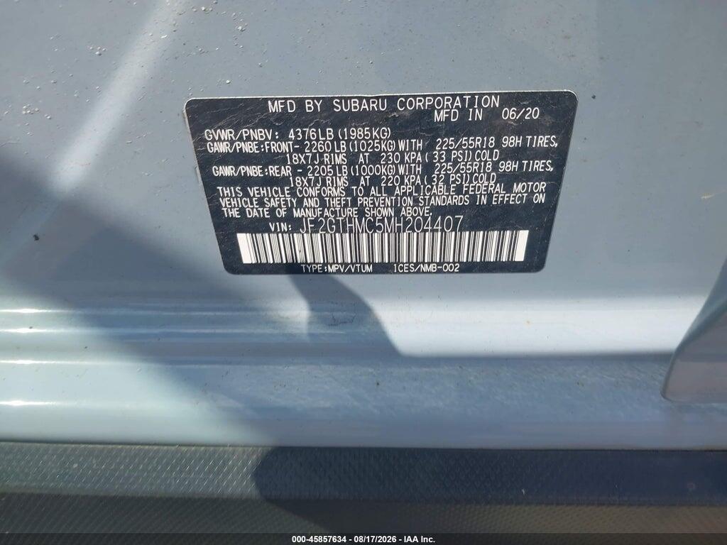 JF2GTHMC5MH204407 2021 SUBARU CROSSTREK photo no. 9