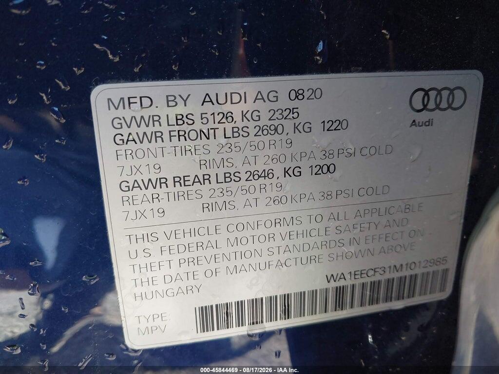 WA1EECF31M1012985 2021 AUDI Q3 photo no. 9