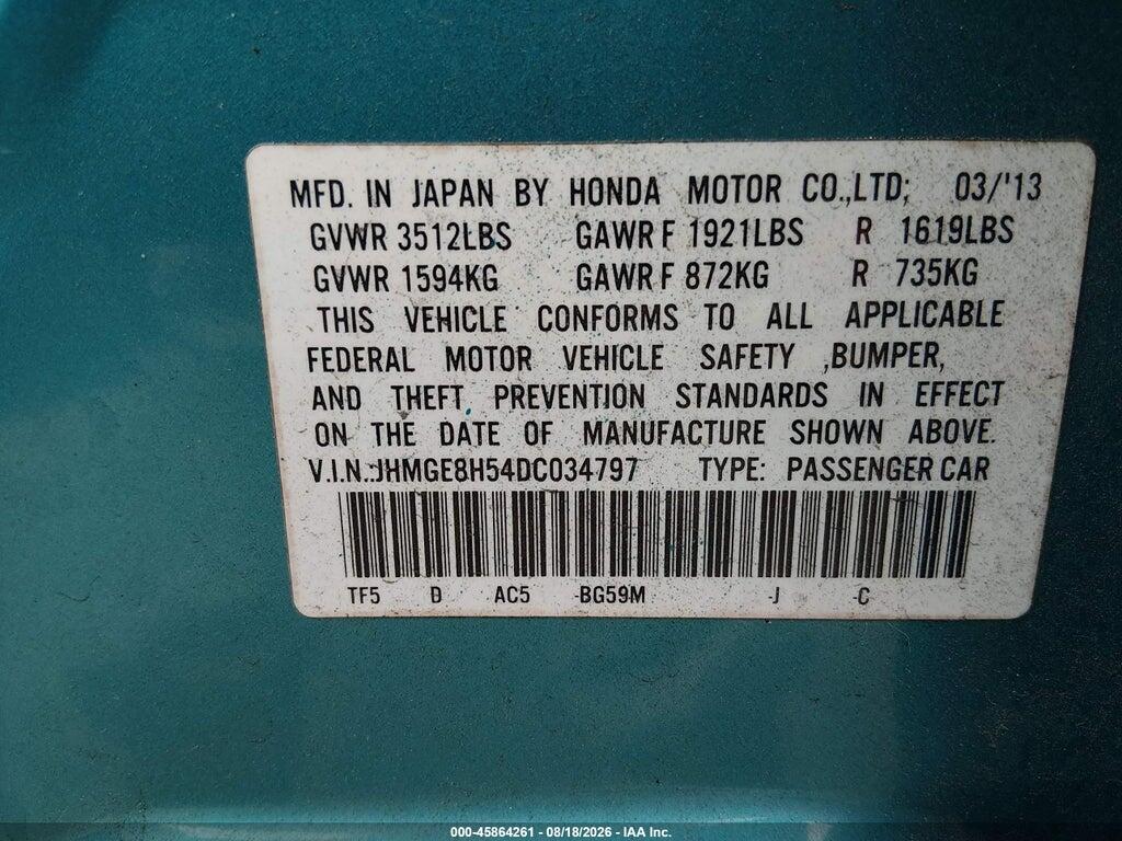 JHMGE8H54DC034797 2013 HONDA FIT photo no. 9