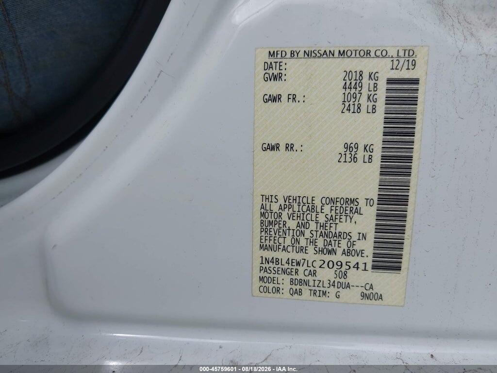 1N4BL4EW7LC209541 2020 NISSAN ALTIMA photo no. 9