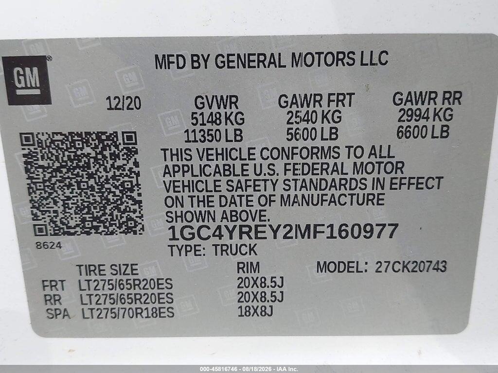 1GC4YREY2MF160977 2021 CHEVROLET SILVERADO 2500HD photo no. 8