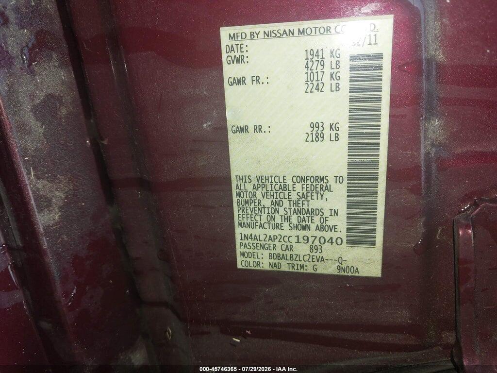 1N4AL2AP2CC197040 2012 NISSAN ALTIMA photo no. 9