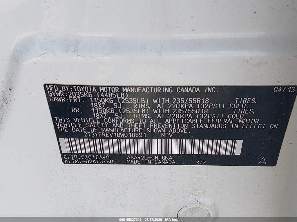 2T3YFREV1DW018891 2013 TOYOTA RAV4 photo no. 9