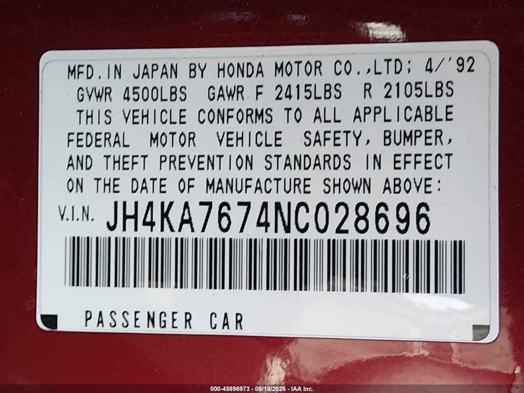 JH4KA7674NC028696 1992 ACURA LEGEND photo no. 9