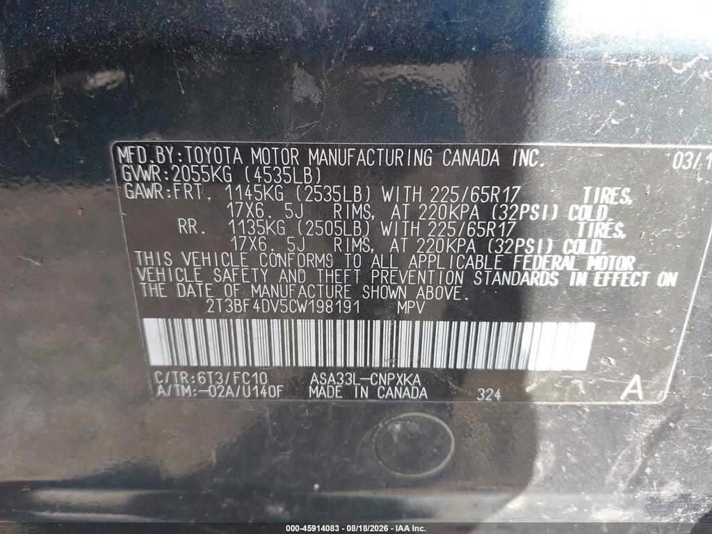 2T3BF4DV5CW198191 2012 TOYOTA RAV4 photo no. 9