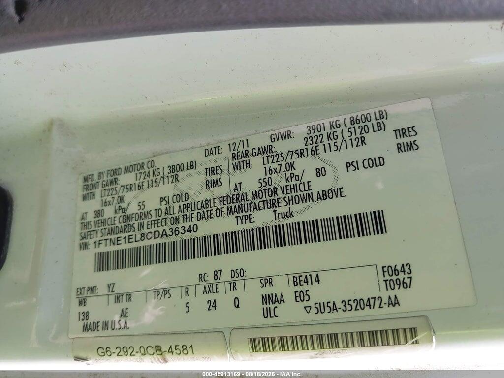 1FTNE1EL8CDA36340 2012 FORD E-150 photo no. 9