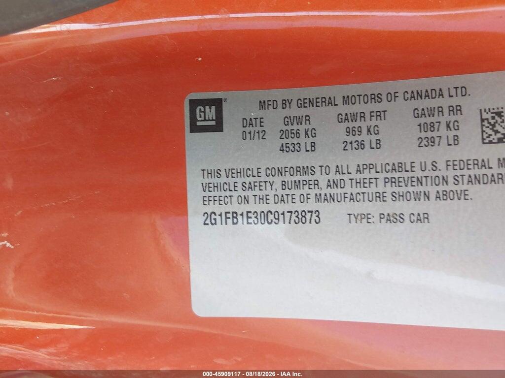 2G1FB1E30C9173873 2012 CHEVROLET CAMARO photo no. 9